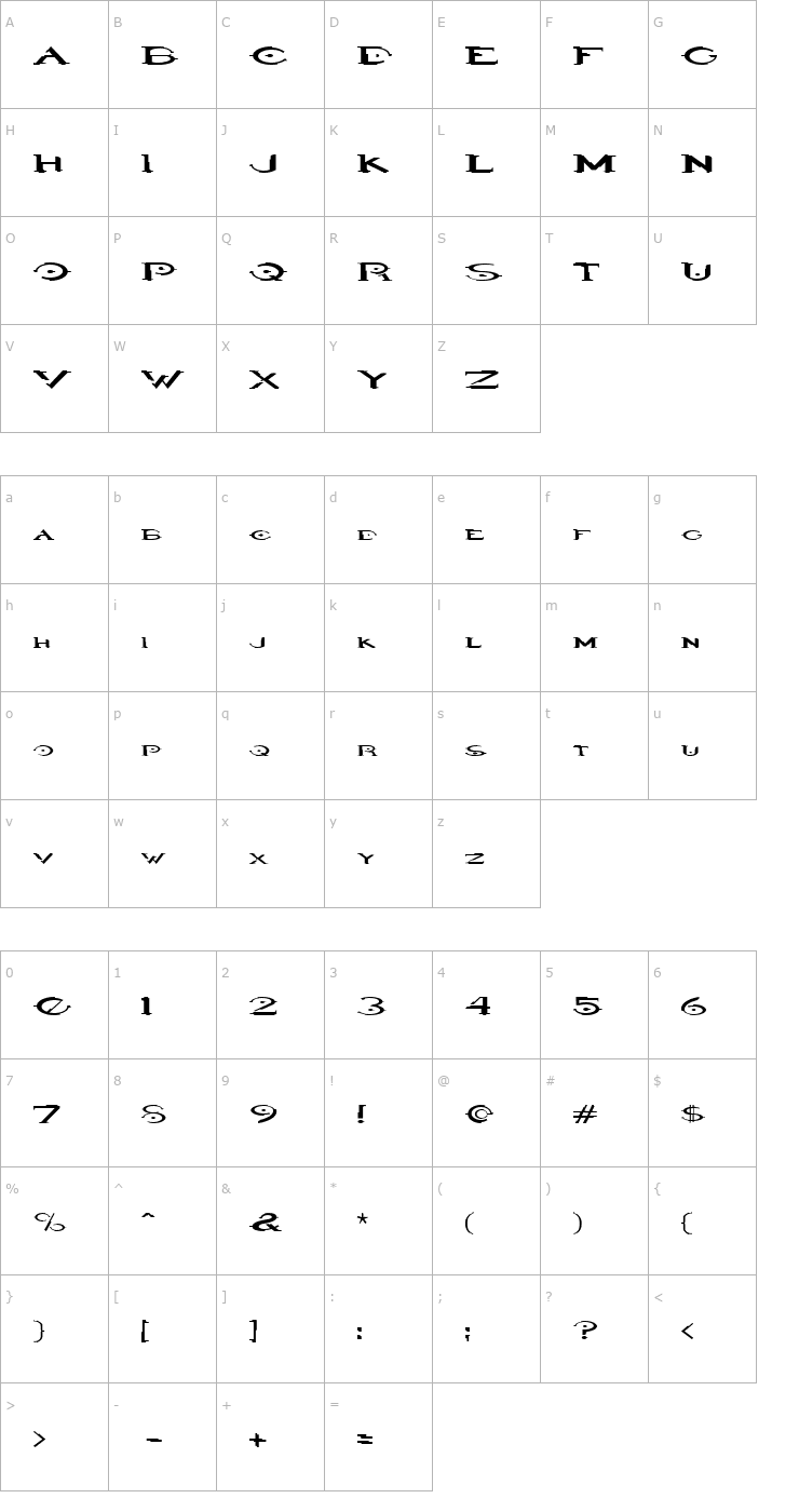 Character Map HaloRegular Font