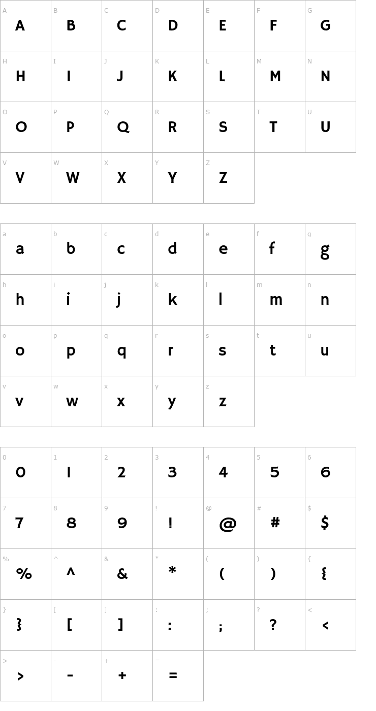 Character Map Hammersmith One Font