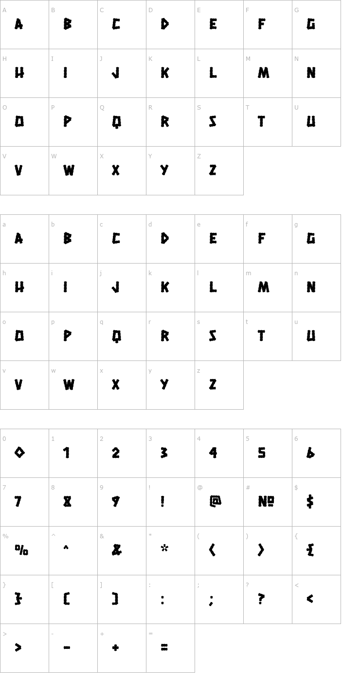 Character Map Hanalei Fill Font