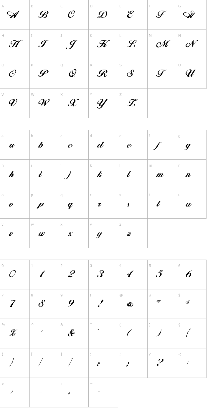 Character Map Hancock Font