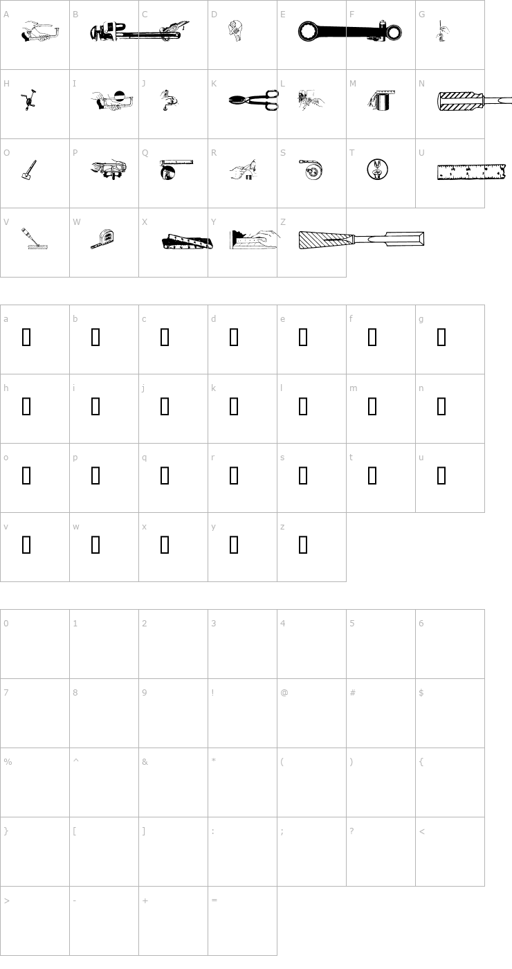 Character Map Handyman's Special Font