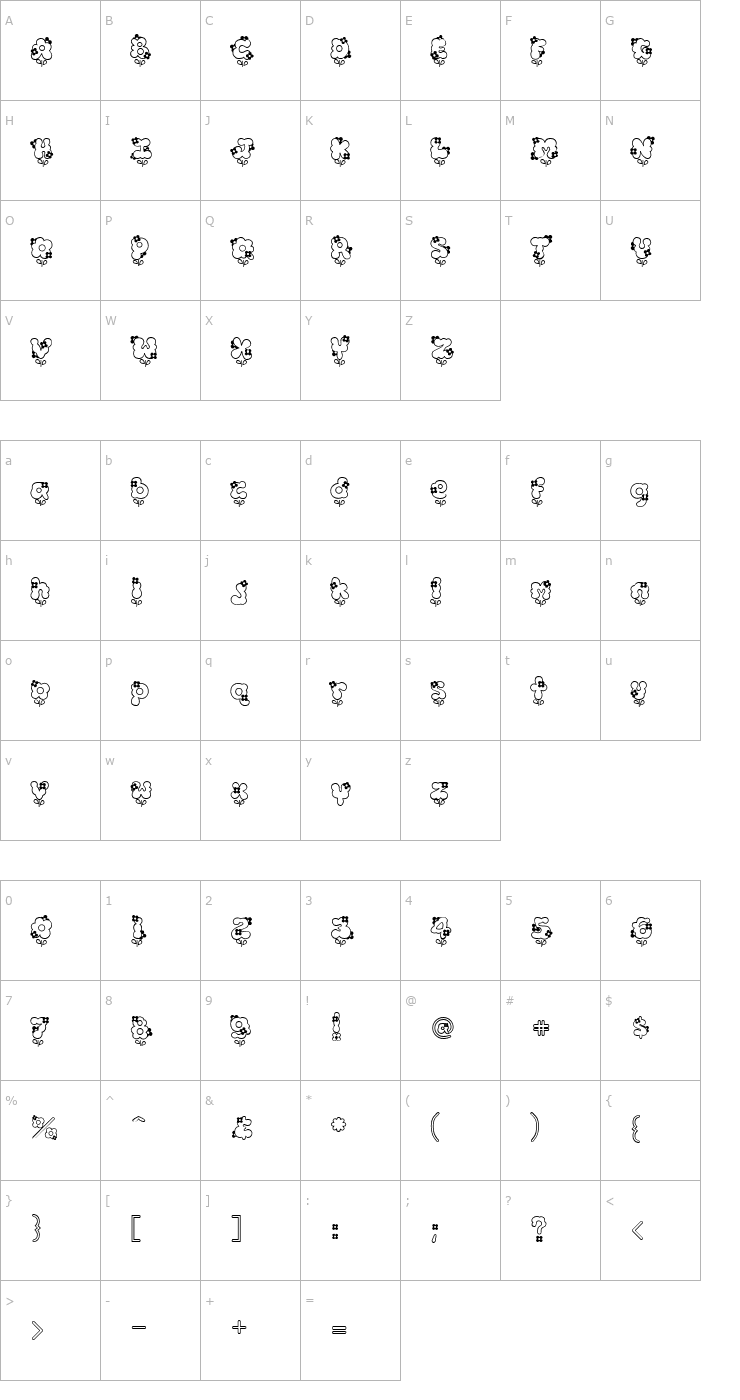 Character Map Hannah Font