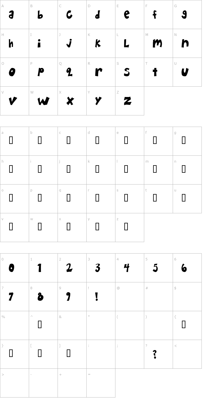 Character Map Happy Hero Font