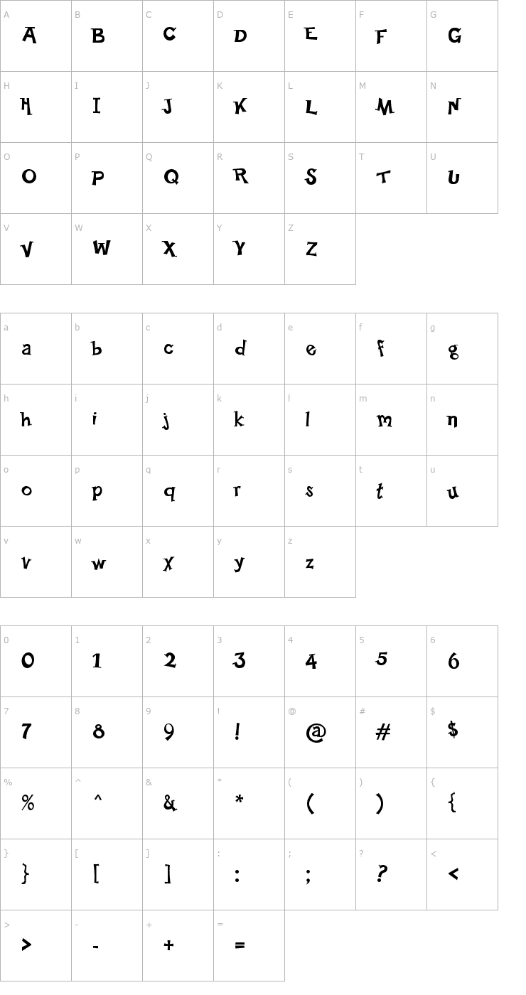 Character Map Happy Serif Font