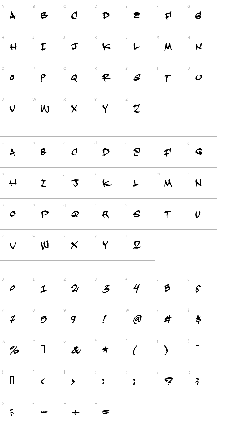 Character Map Hardkaze Font