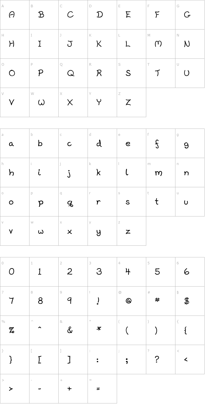 Character Map Harrowprint Font