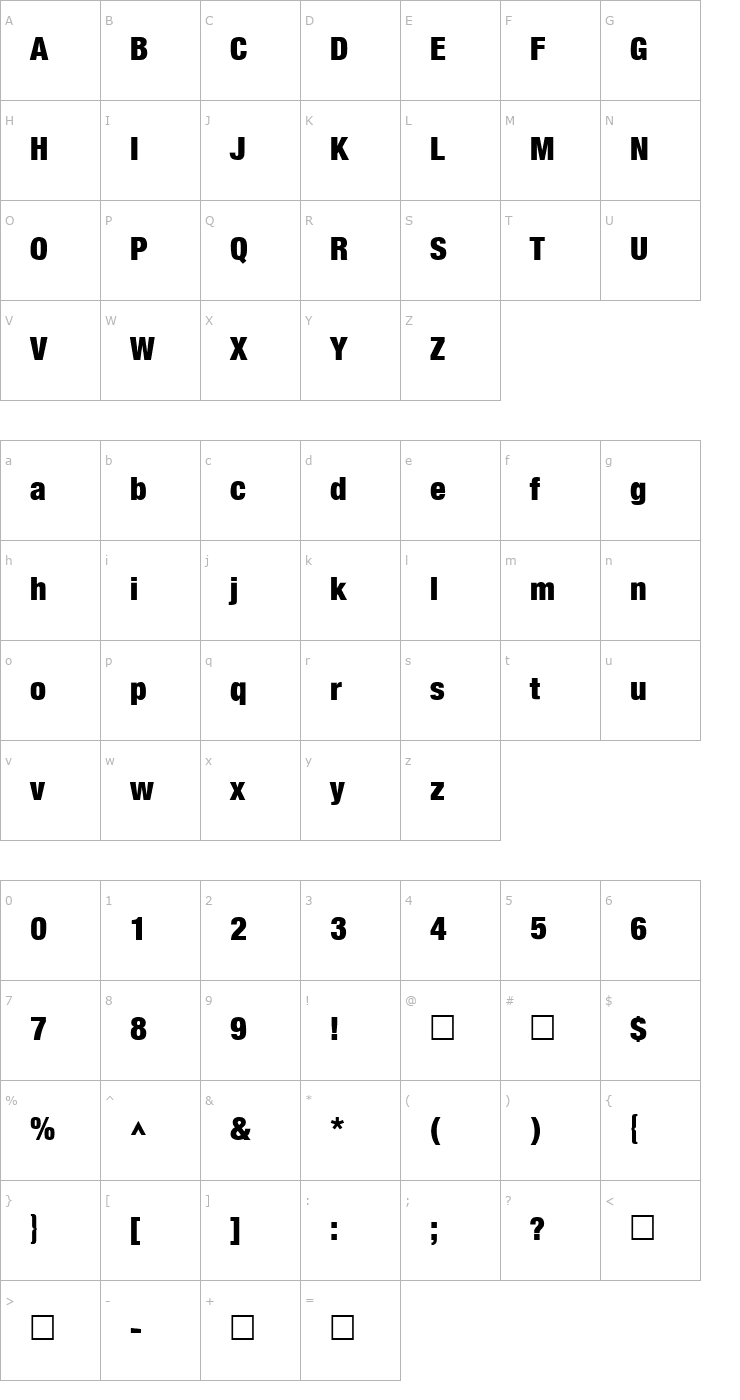 Character Map Harvest Regular Font