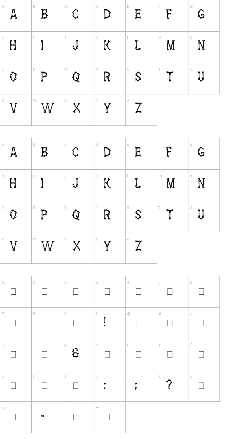 Character Map Headhunter Medium Font