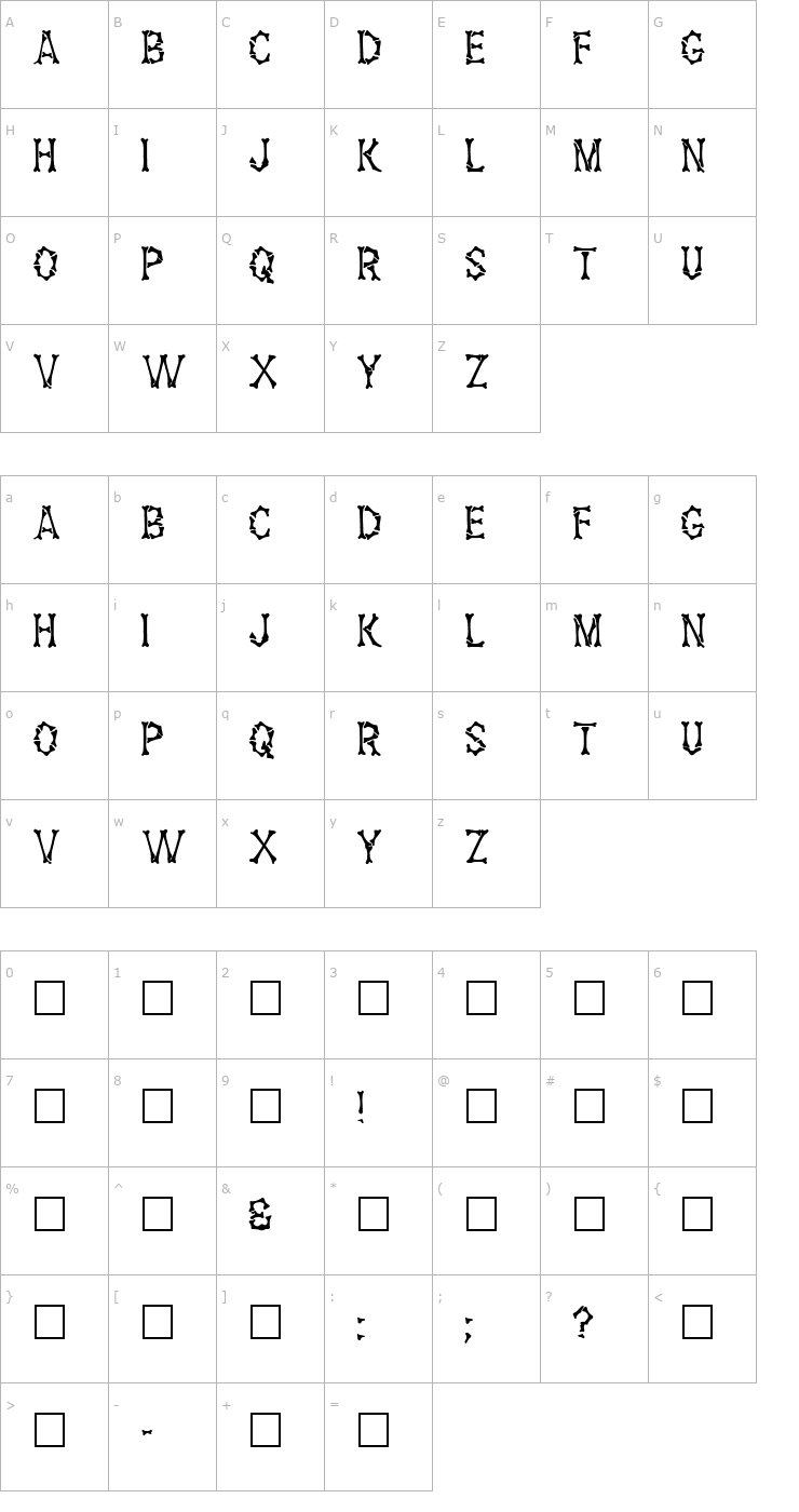 Character Map Headhunter Regular Font