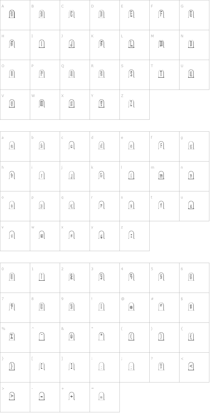 Character Map Headstone Regular Font