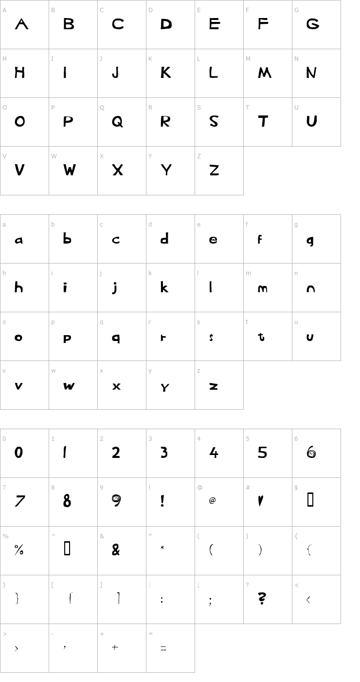 Character Map Heffaklump Font