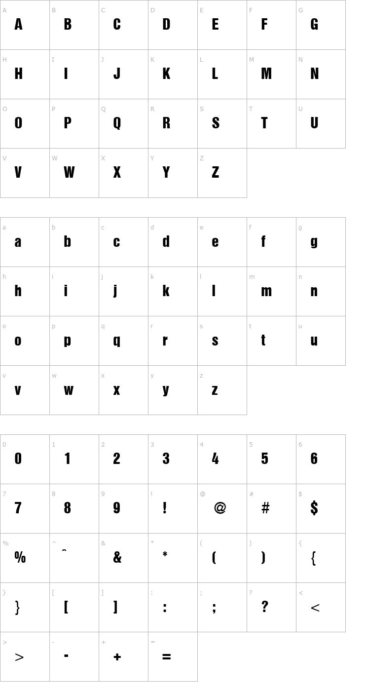 Character Map HegelInserat-Bold Font