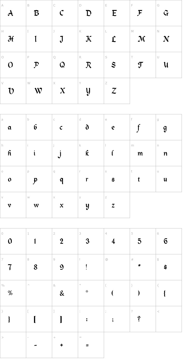 Character Map Heidelbe-Normal Font