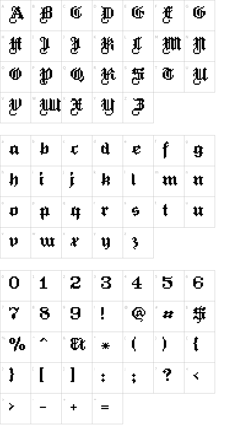 Character Map HeinzHeinrich Font