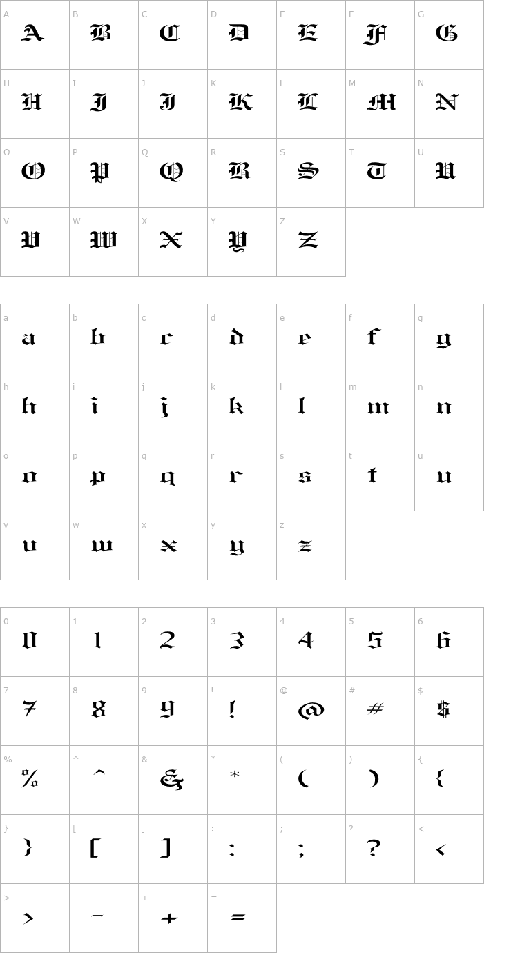 Character Map Helena Ex Font