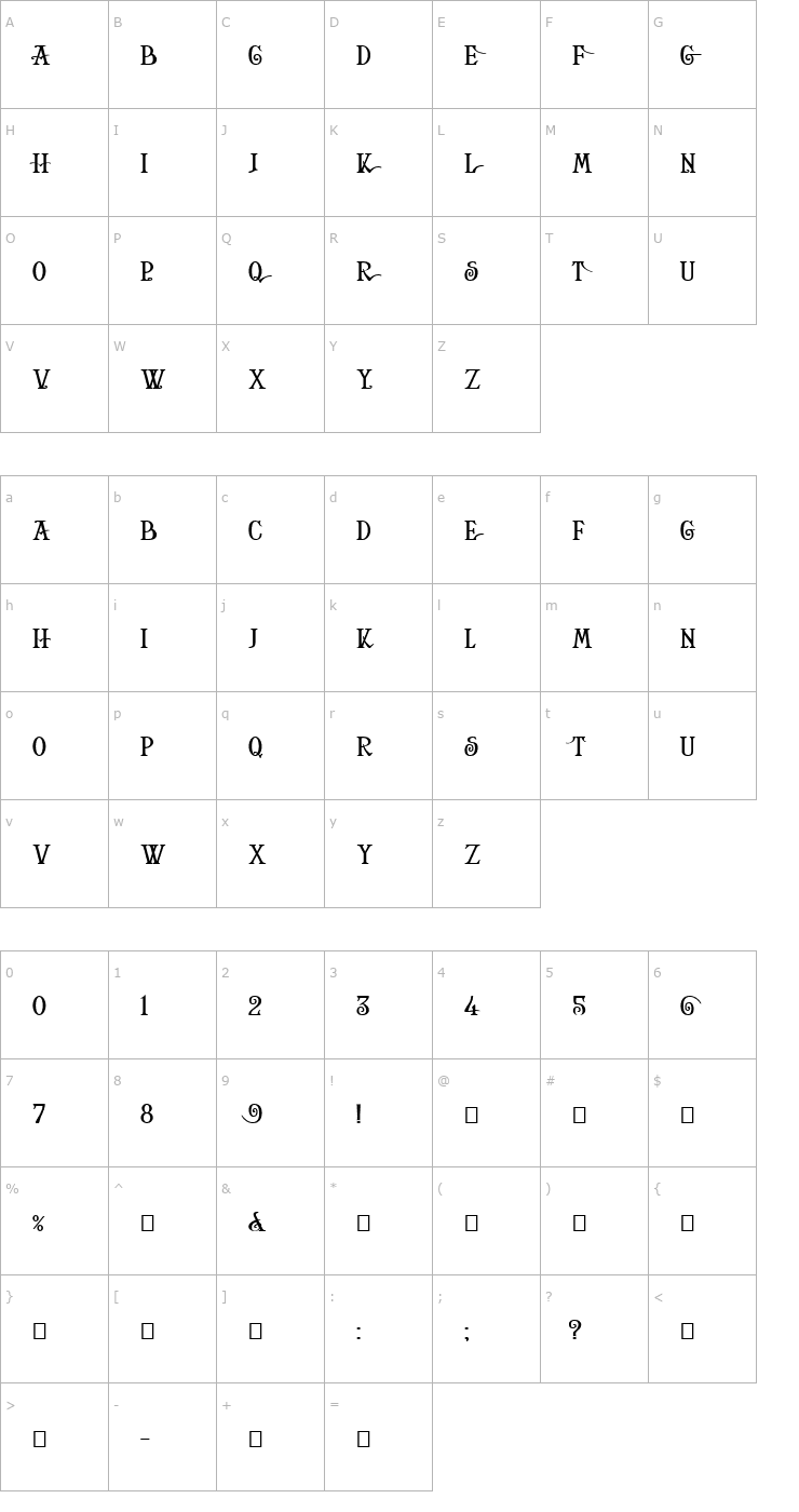 Character Map Helena-Squat Font