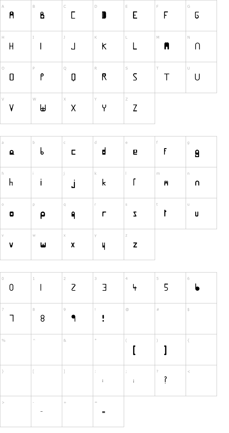 Character Map HelenBrownSolid Font