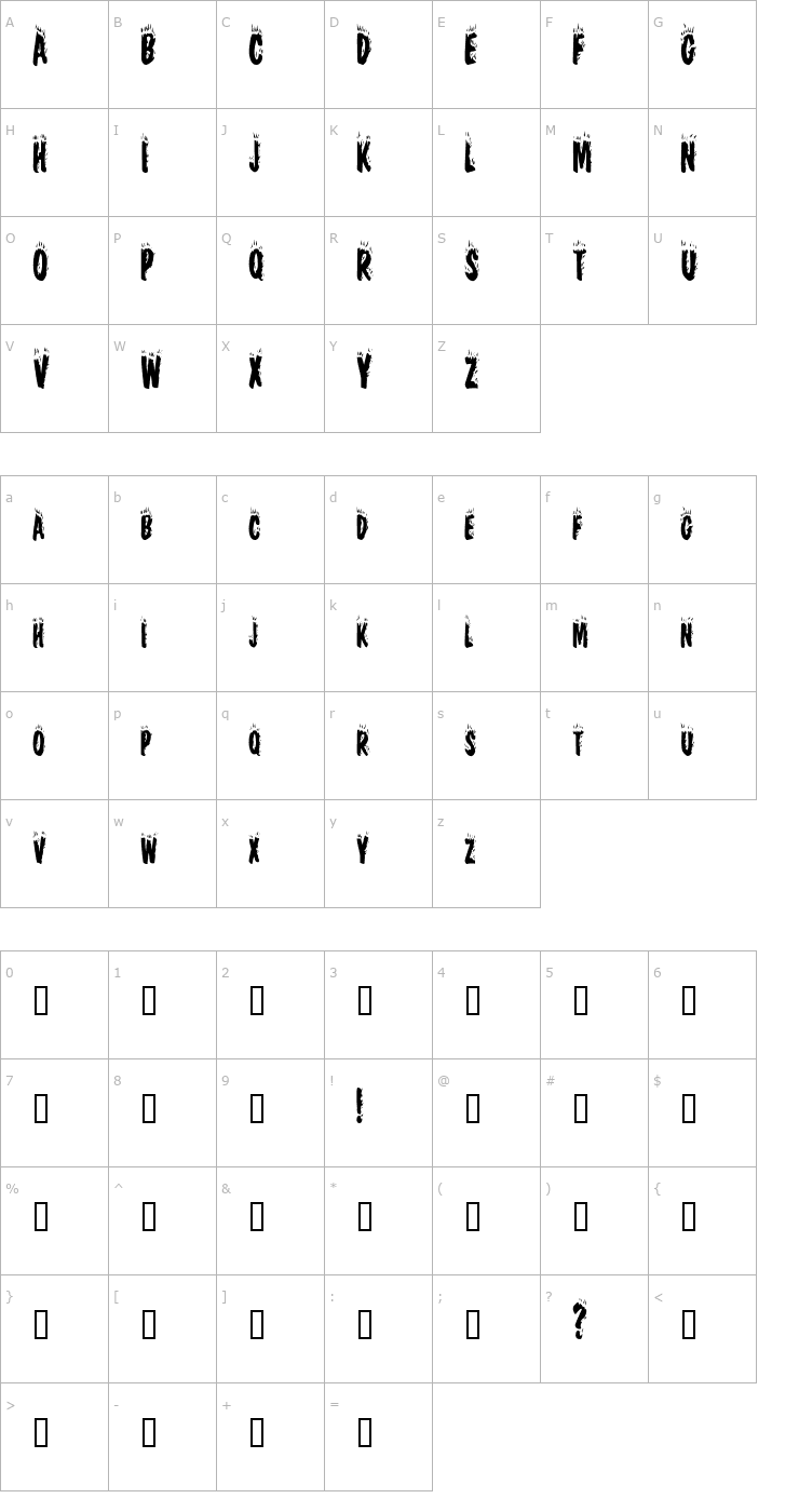 Character Map HellfireCondensed Font