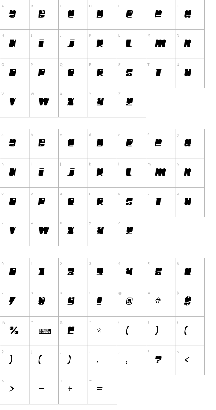 Character Map Hello Larry Font