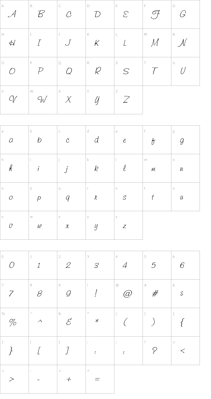 Character Map Helmsley Italic Font