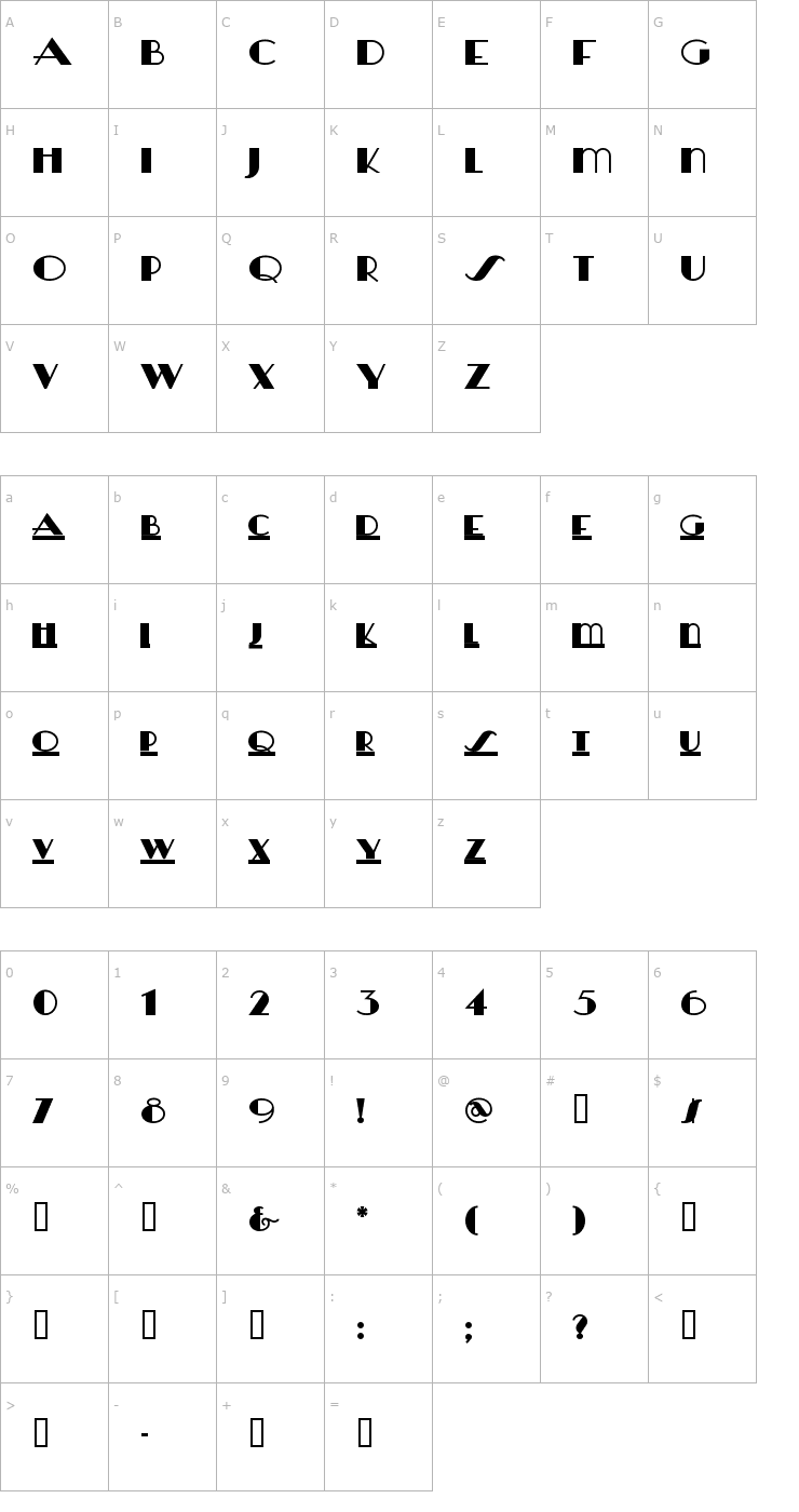 Character Map HeraldSquare Font