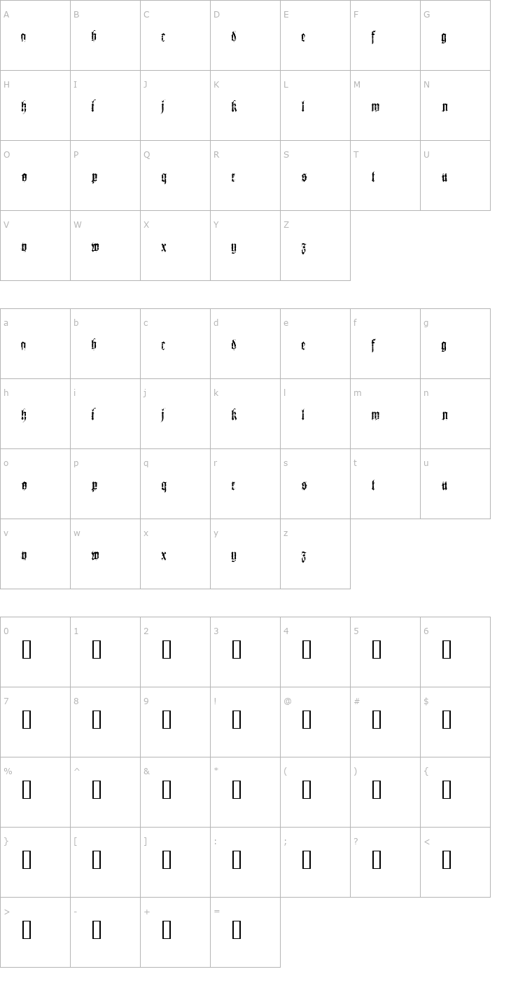 Character Map Heresy Font