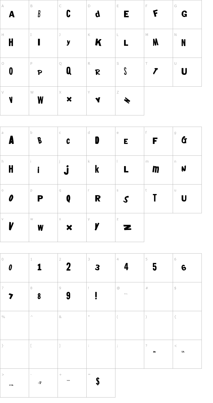 Character Map HeyMom! HeyDad! Font