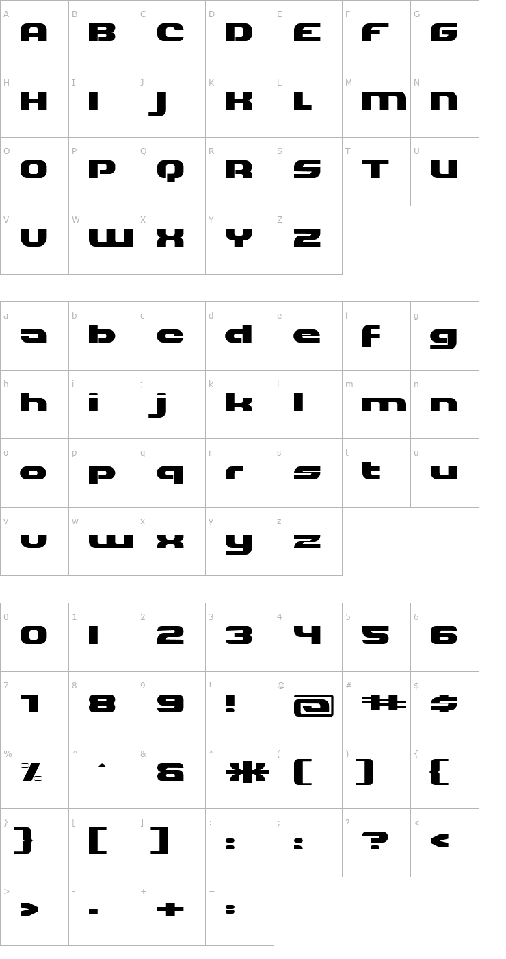 Character Map Hilda Broad Font