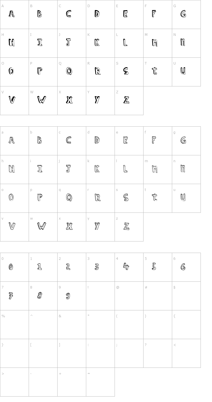 Character Map hildeCAPS Font