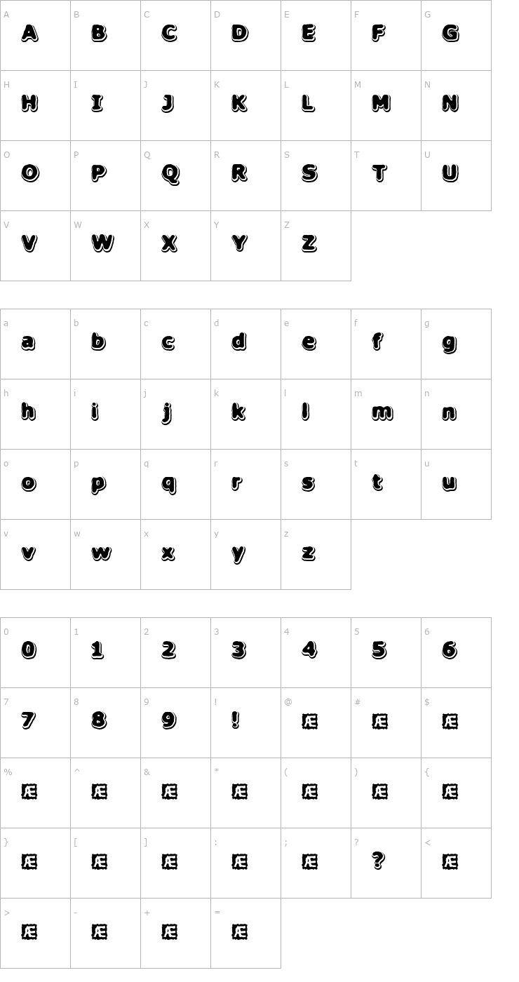 Character Map Hillock BRK Font