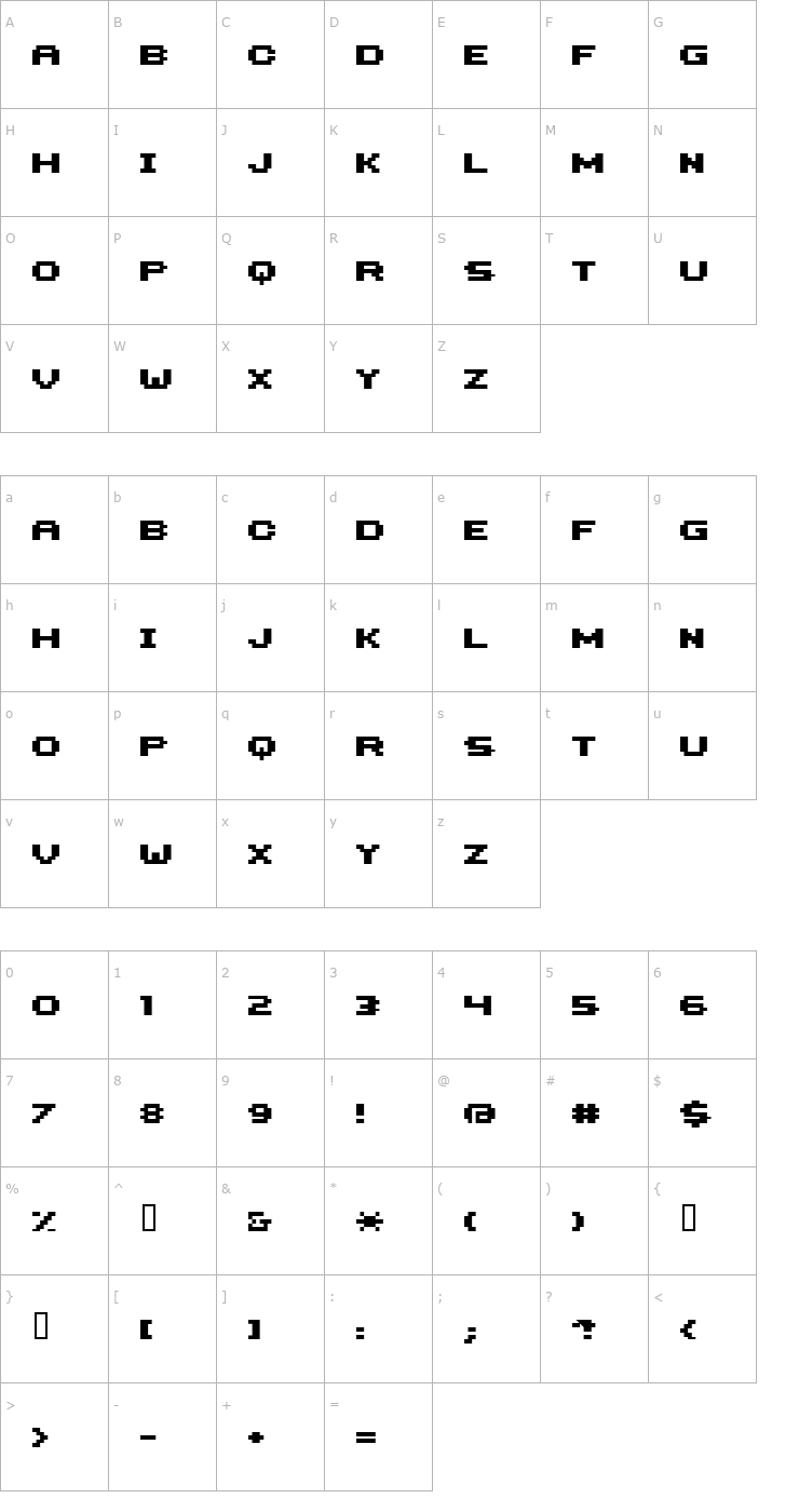 Character Map HILOGINBOLD Font