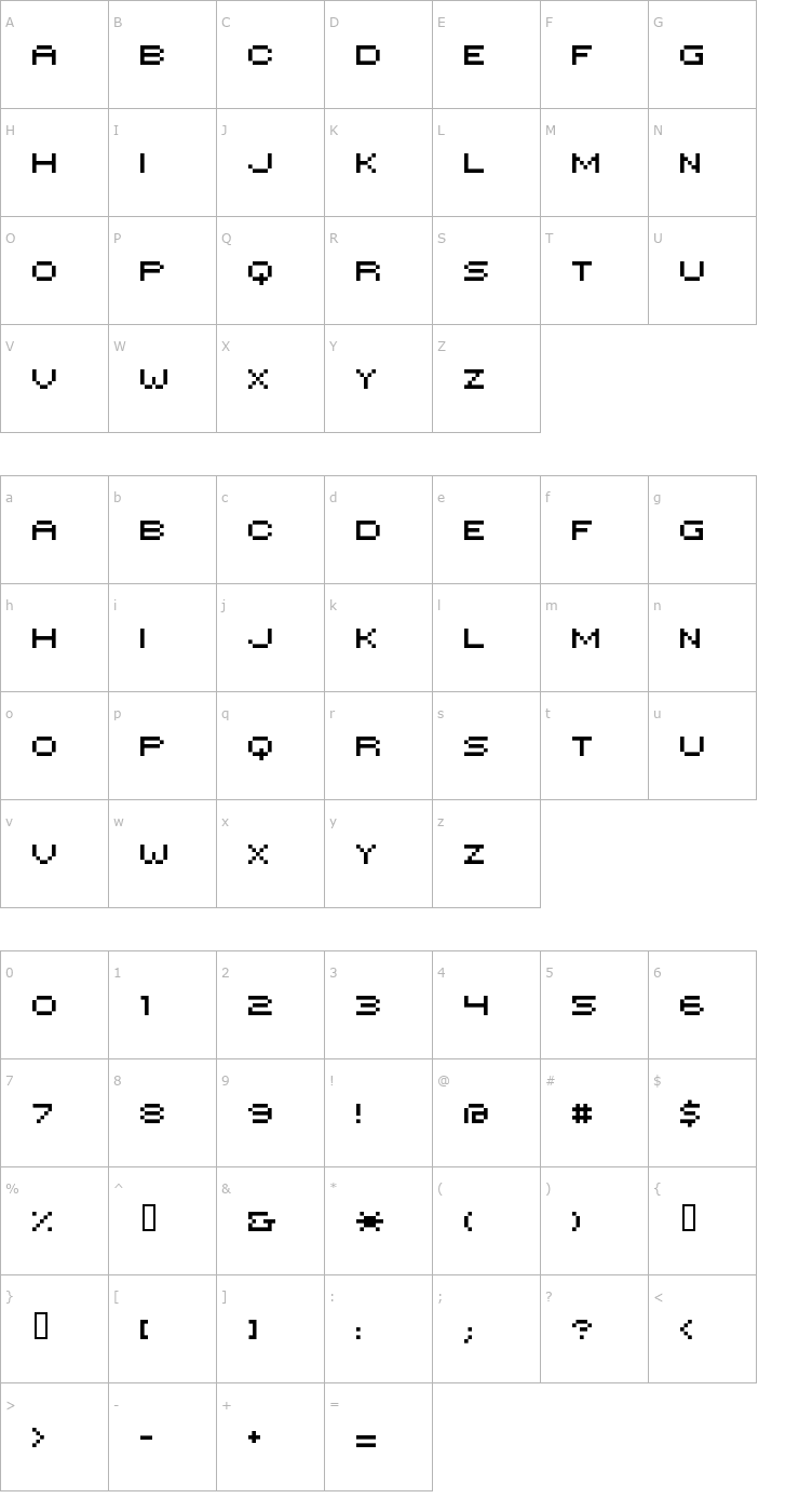 Character Map HILOGINREG Font