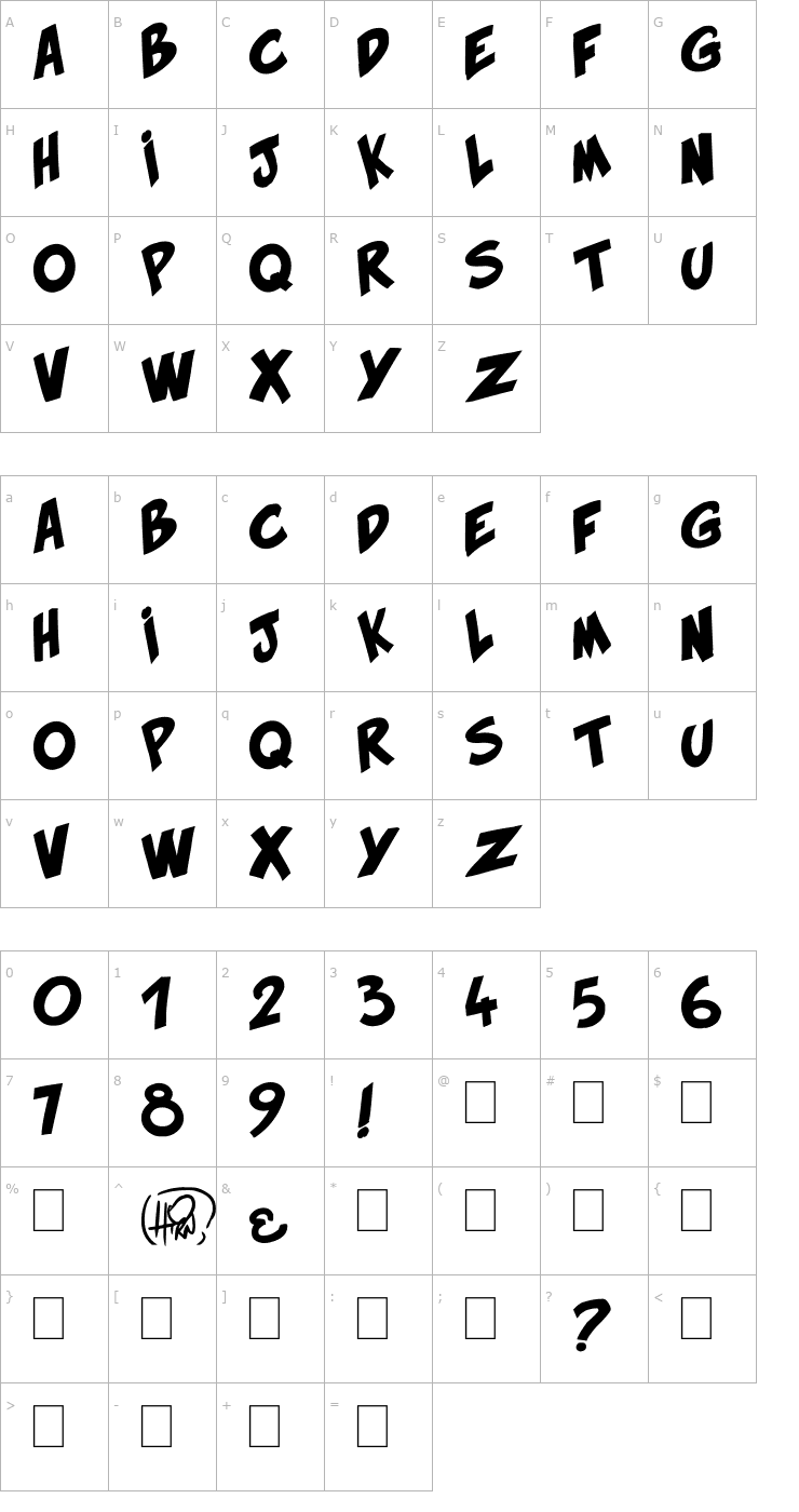 Character Map Hirn Bold Font