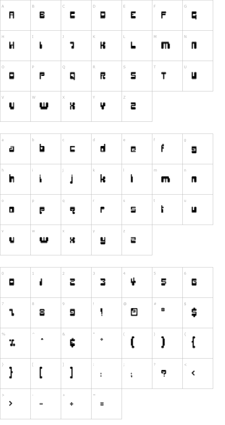 Character Map HiroOutline Font