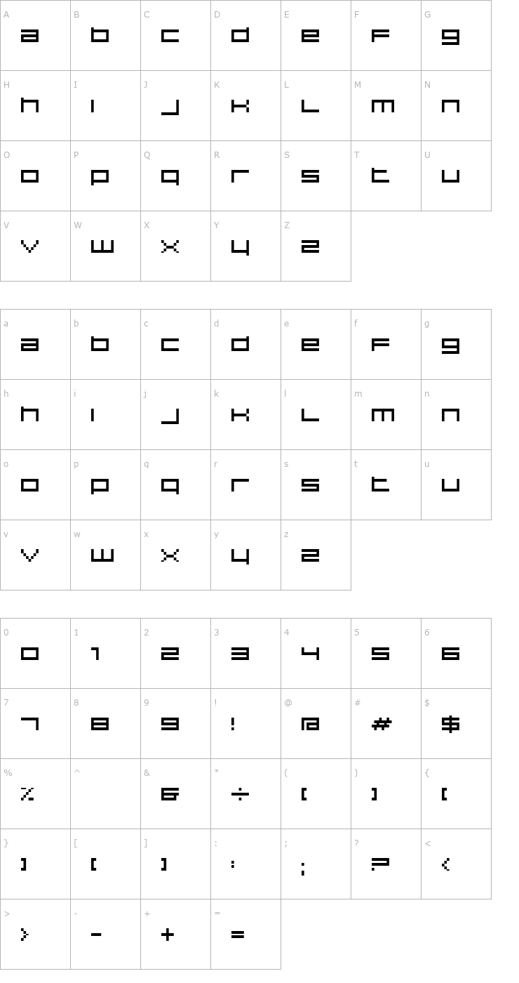 Character Map Hiscore Font