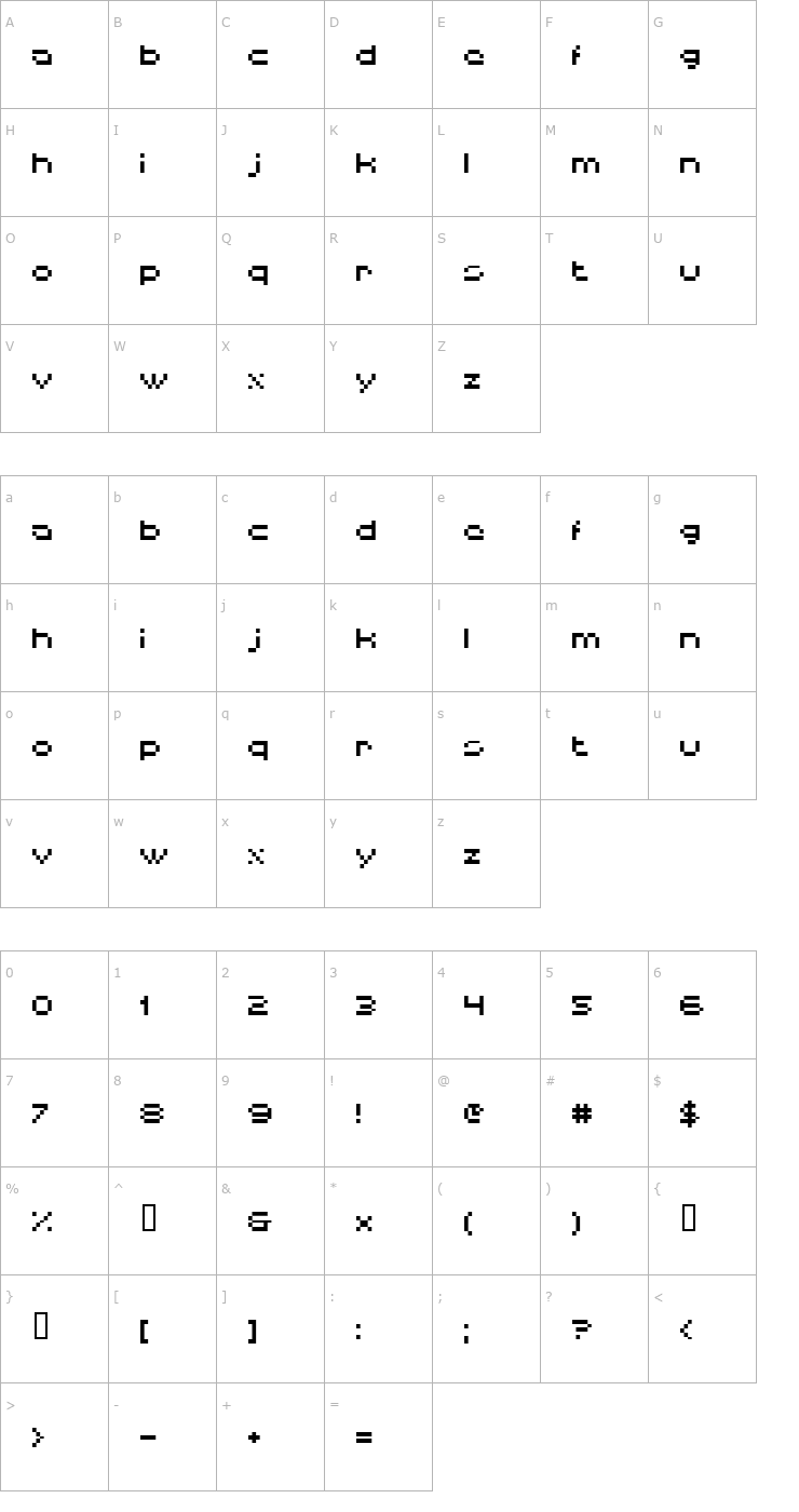 Character Map HISKYFLIPPERLOW Font