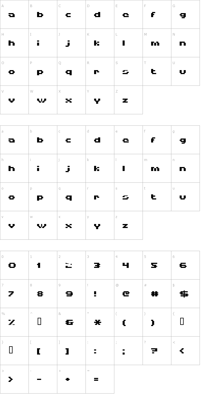 Character Map HISKYFLIPPERLOWBOLD Font