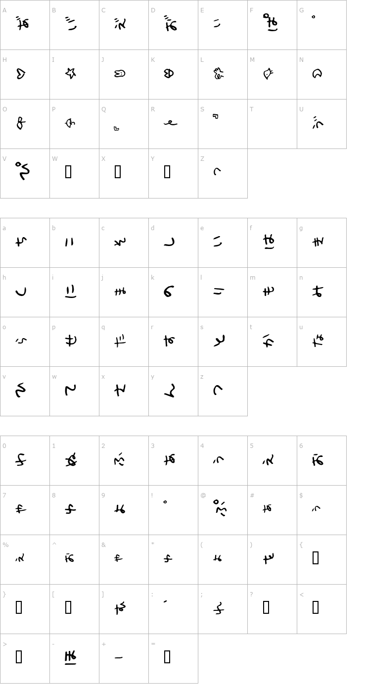 Character Map Holiday Hiraganat Font