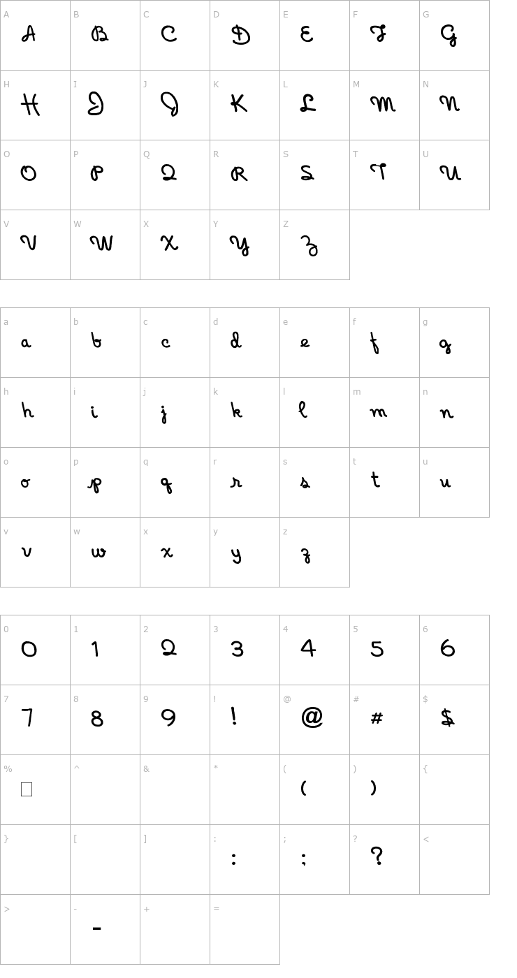 Character Map Holiday-India Font