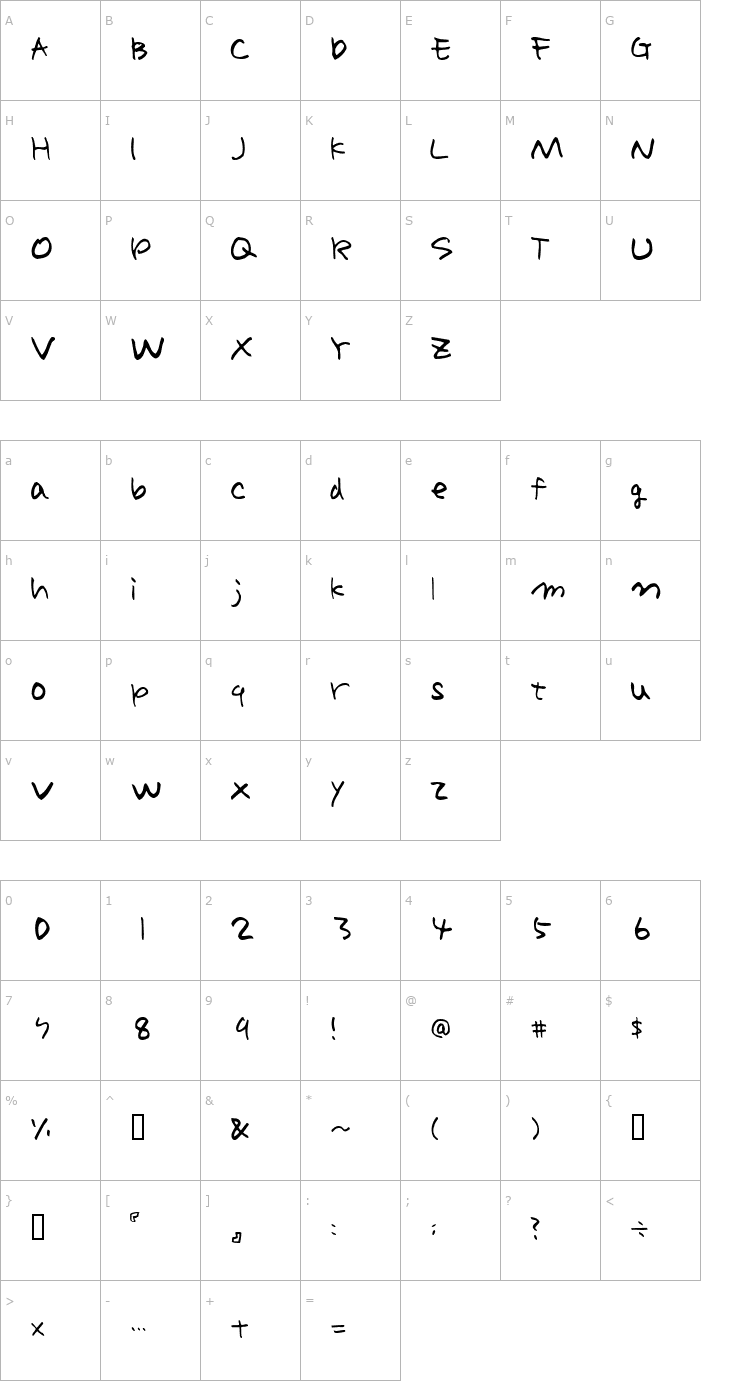 Character Map HolidayA Font