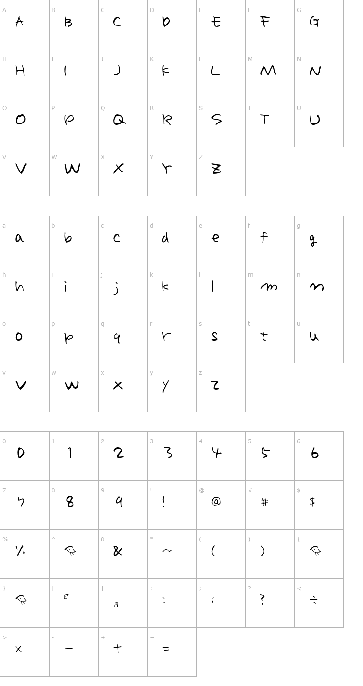 Character Map HolidayMDJP01 Font