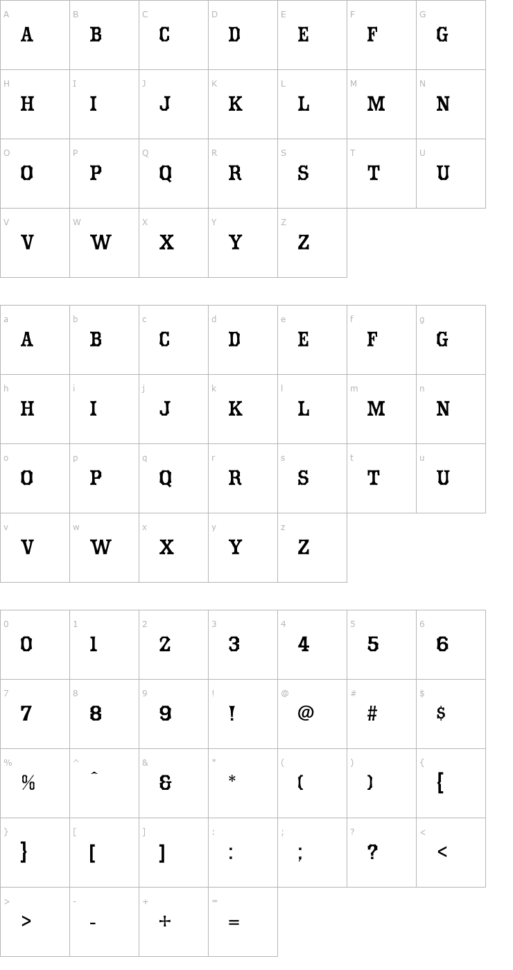 Character Map Hometown-Normal Font