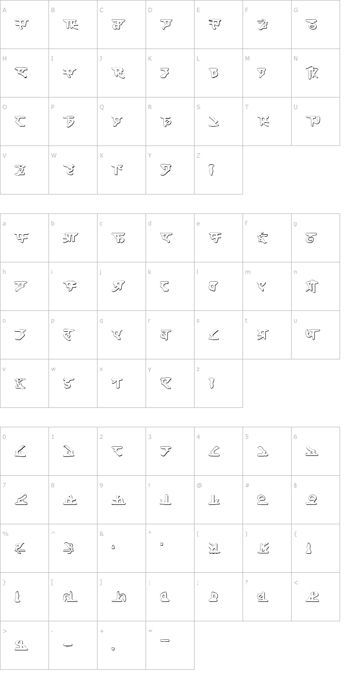 Character Map Homeworld Shadow Font