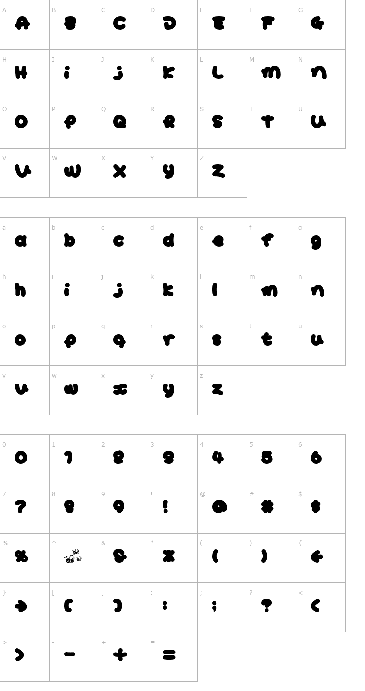 Character Map HoneyUltra Font