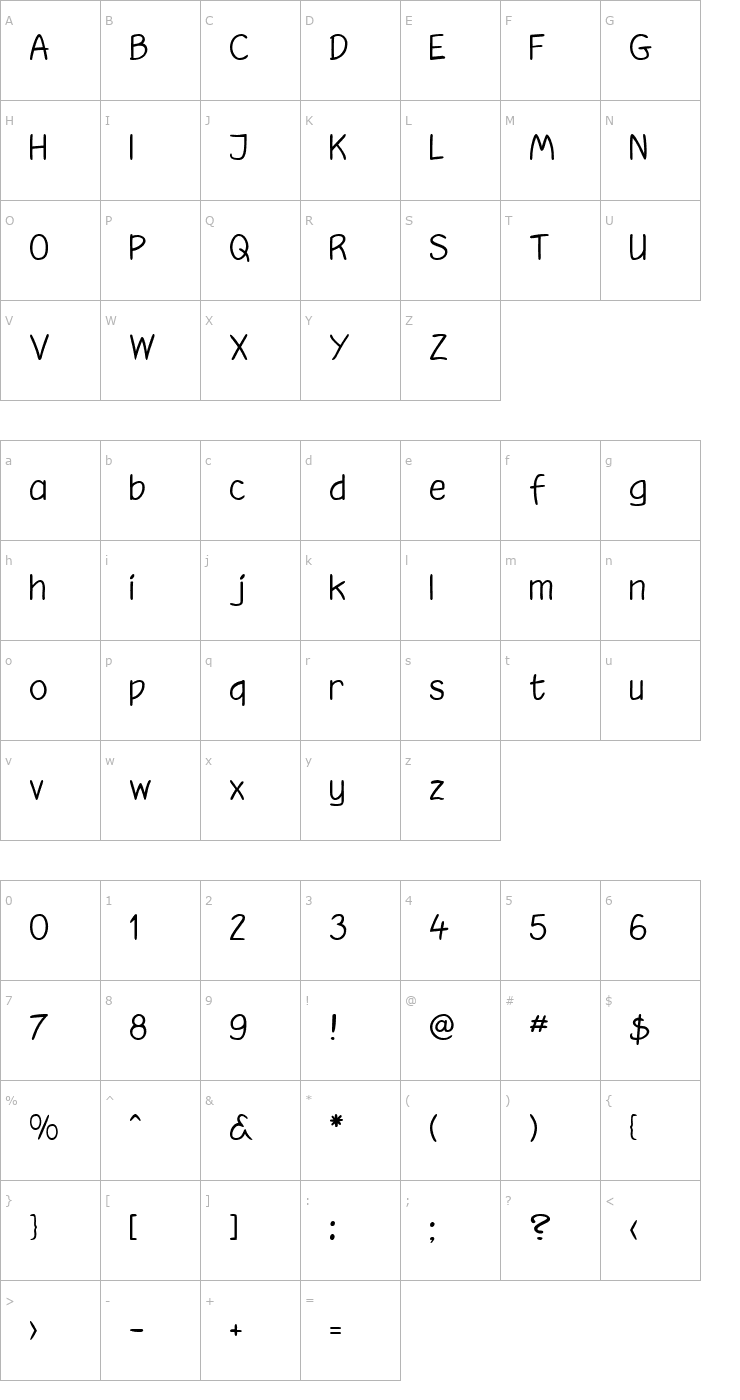 Character Map Hooteroll Light Font