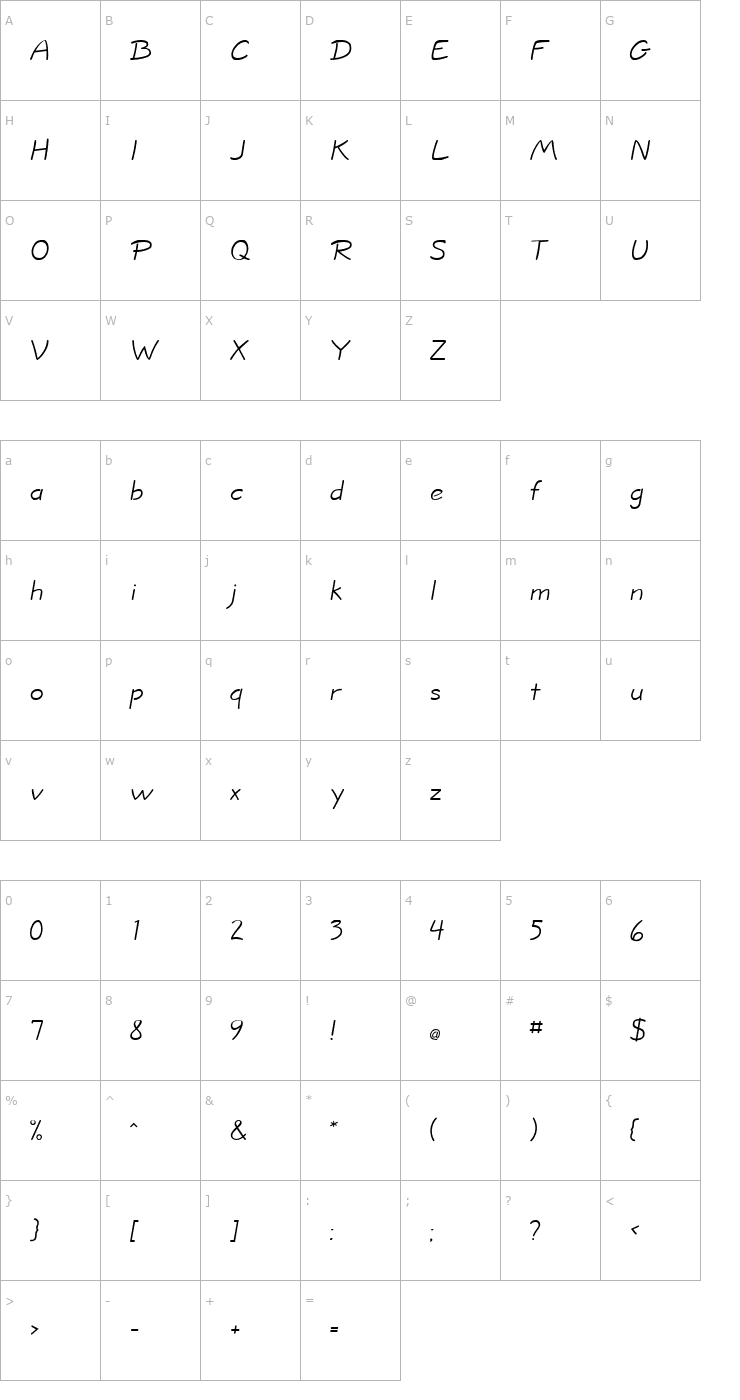 Character Map Hopalong Normal Font