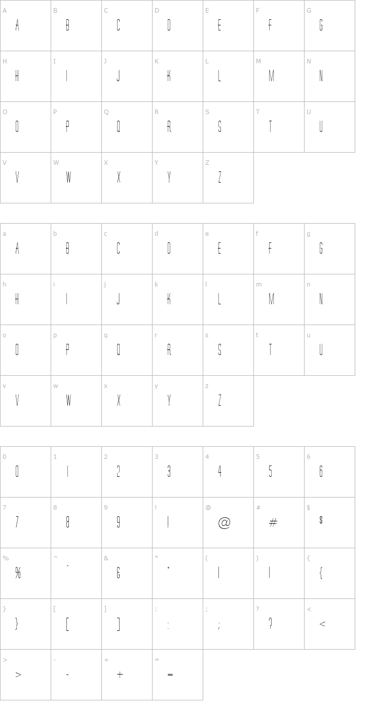 Character Map Hornchurch-Regular Font