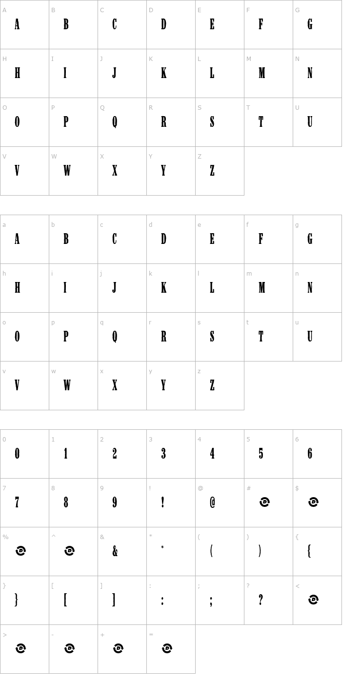 Character Map HotBurrito3 Font