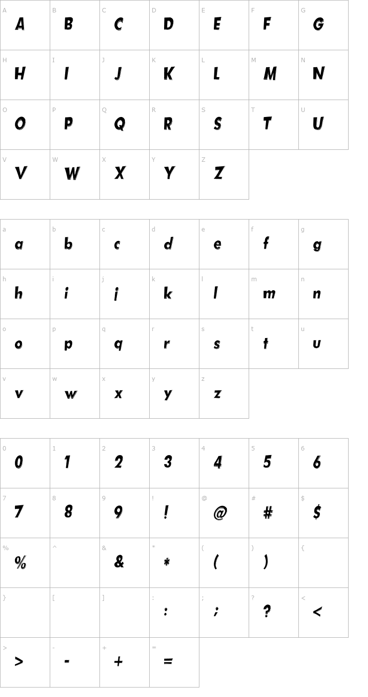 Character Map Hotplate Font