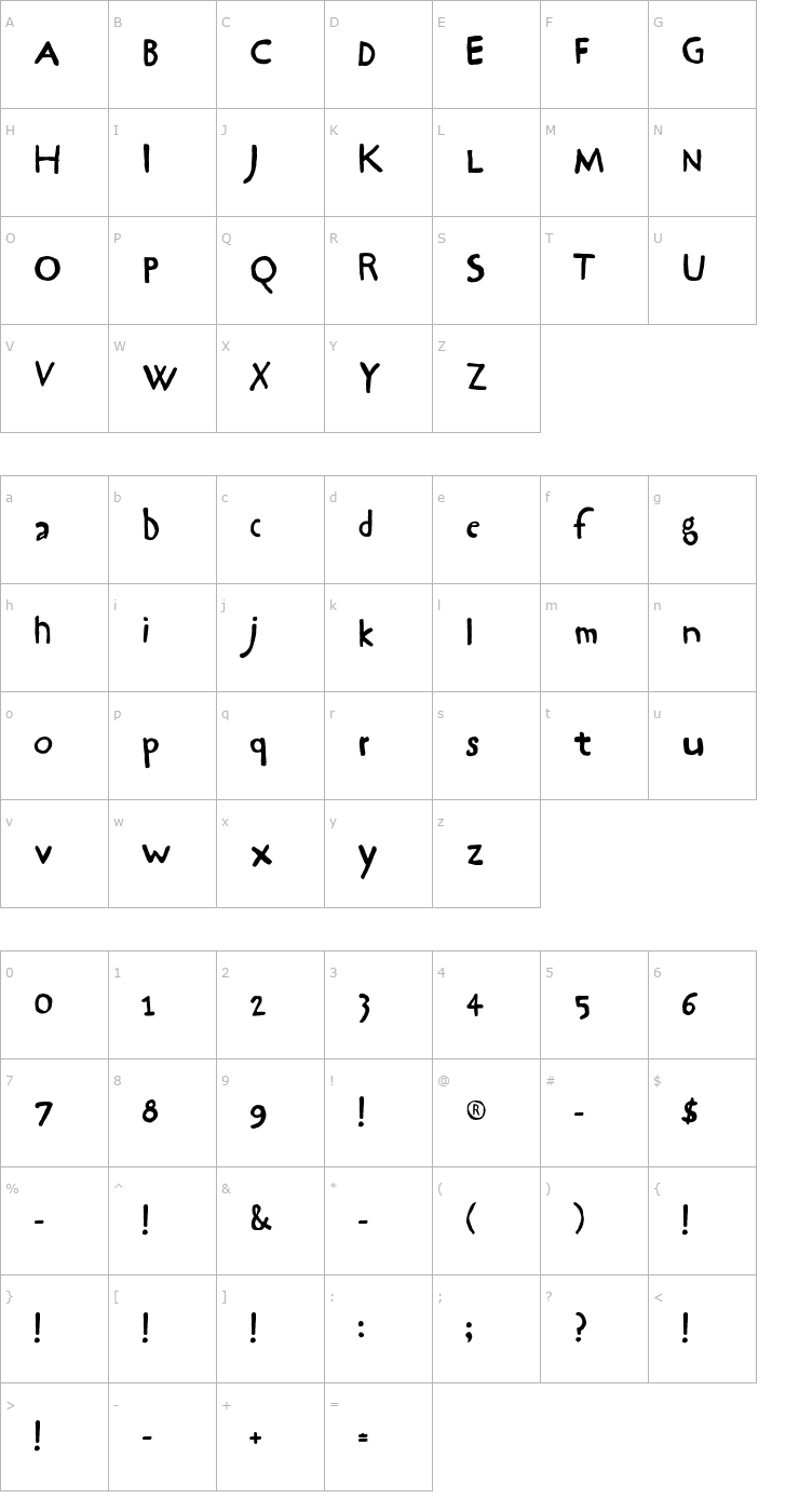 Character Map Hrawolam Font